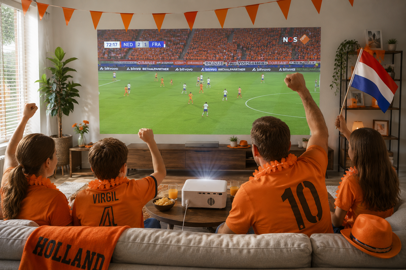 Wedstrijd kijken met z'n allen.