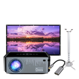 Chesto Full HD Pro Thuisbioscoop: Full HD Pro-beamer, projectiescherm 100 inch, muur- en plafondbeugel en USB-C naar HDMI-kabel
