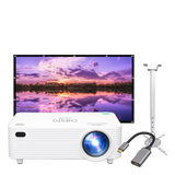Chesto Full HD Thuisbioscoop: Full HD-beamer, projectiescherm 100 inch, muur- en plafondbeugel en USB-C naar HDMI-kabel