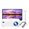 Chesto Full HD Thuisbioscoop: Full HD-beamer, projectiescherm 100 inch, muur- en plafondbeugel en USB-C naar HDMI-kabel