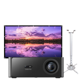 Chesto Google TV Thuisbioscoop: Google TV-beamer, projectiescherm 100 inch en muur- en plafondbeugel